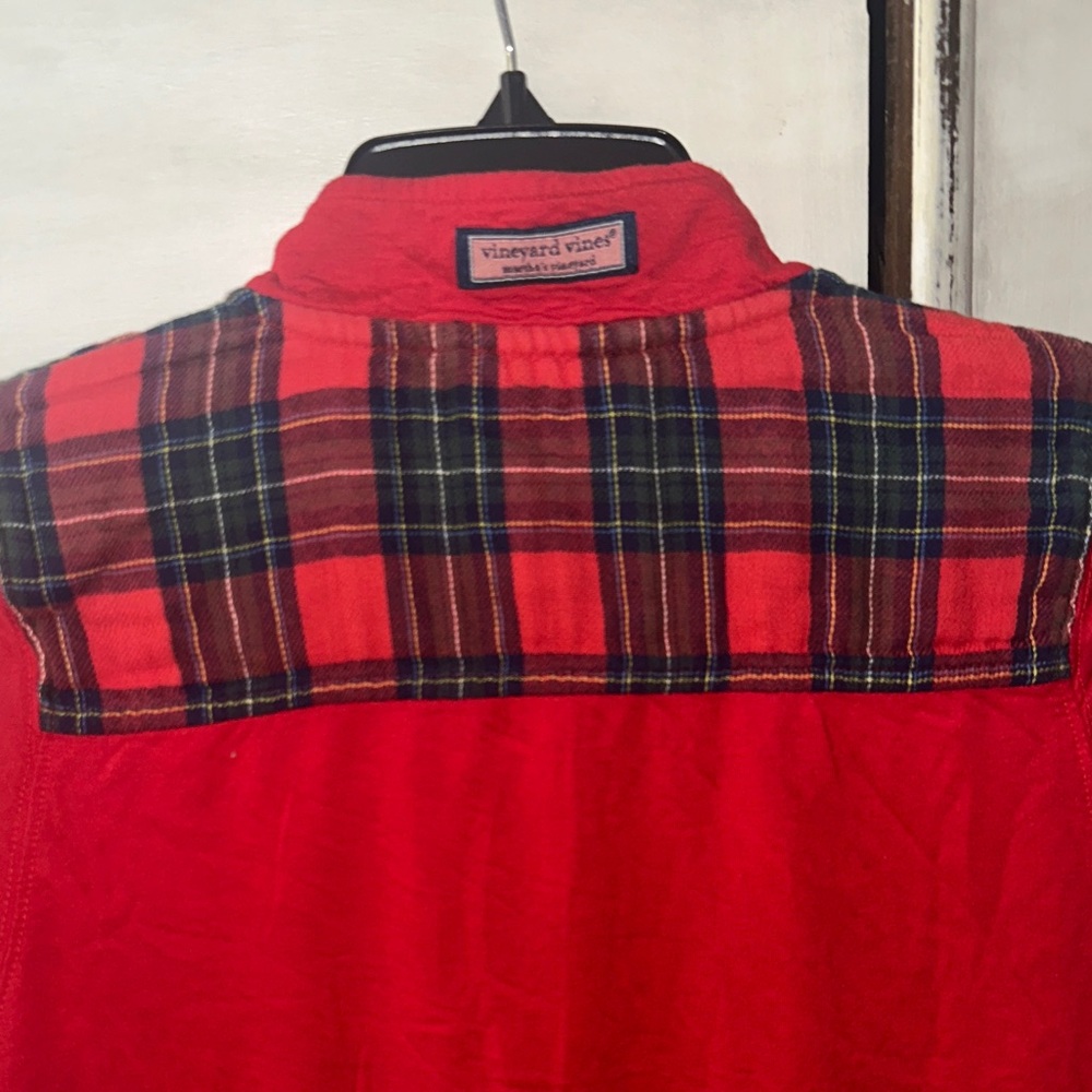 Vineyard Vines Red Quarter-Zip with Plaid Details - Picture 5 of 6